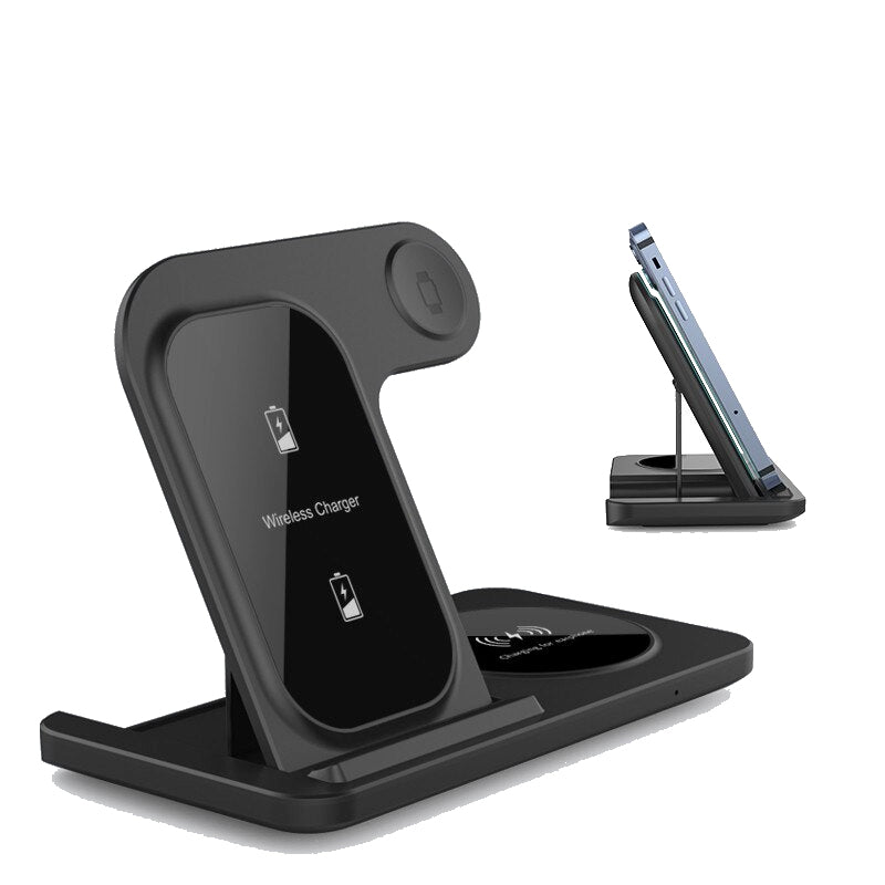 15W Schnelles Kabelloses 3-in-1 Ladegerät Stand Pad für iPhone, AirPods und Apple Watch
