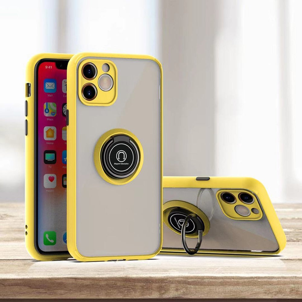 iPhone 14 Pro Max Schutzhülle mit farblichen Akzenten und magnetischen Ringhalter
