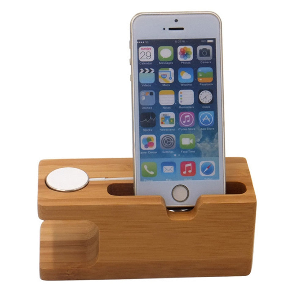 Holz Lade Dock Station - Smartphone & Apple Watch