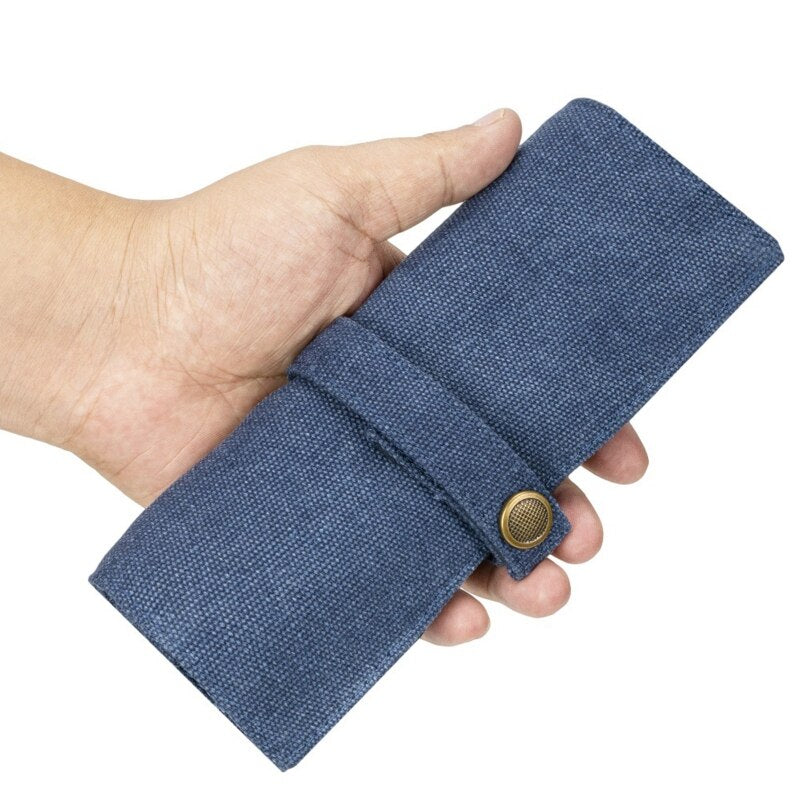5-Slot-Uhrenrolle aus Nylon-Canvas - Organizer-Tasche für Uhren und Schmuck - mit abnehmbarem Anti-Rutsch-Knopfverschluss
