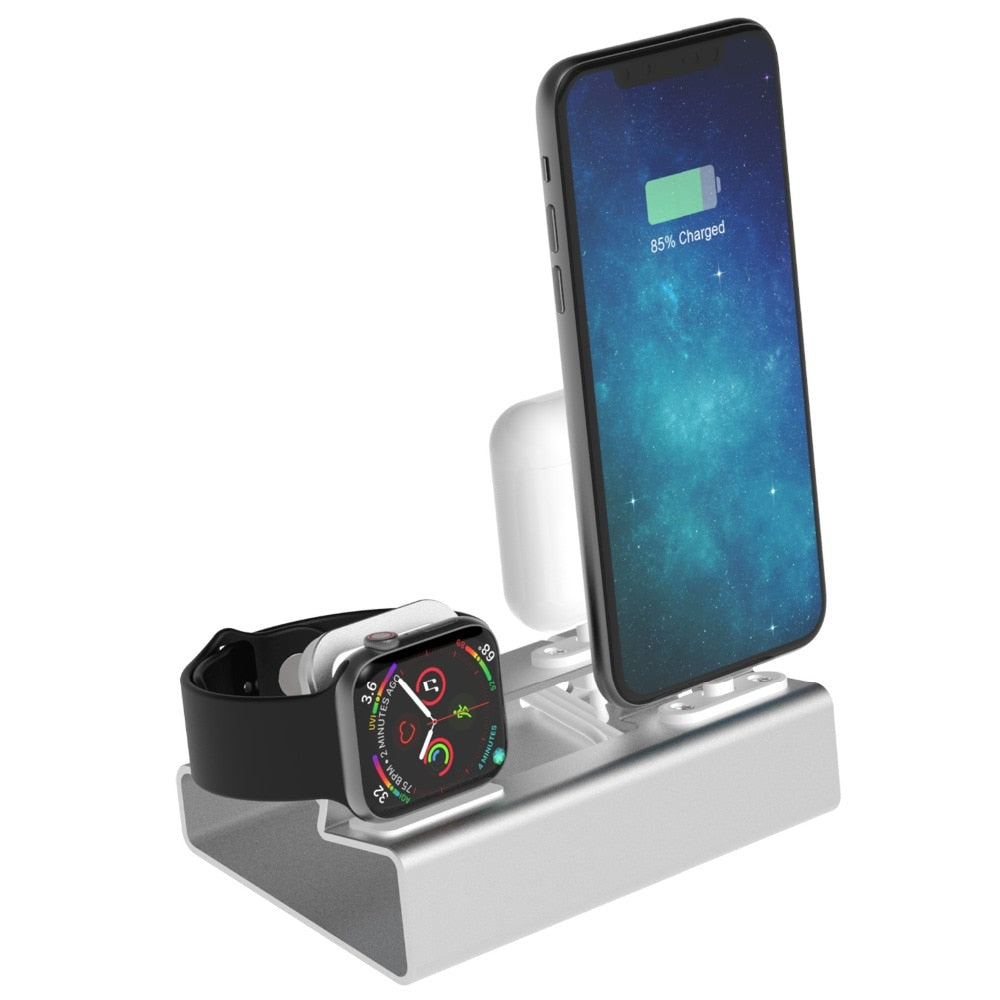 Aluminium 3 in 1 Ladestation für iPhone, Apple Watch, AirPods Pro - Platzsparendes Ladegerät