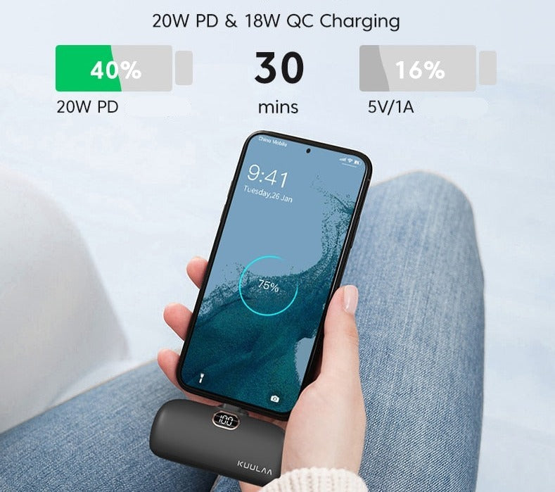 Mini Power Bank 5000mAh - Aufladen to GO!