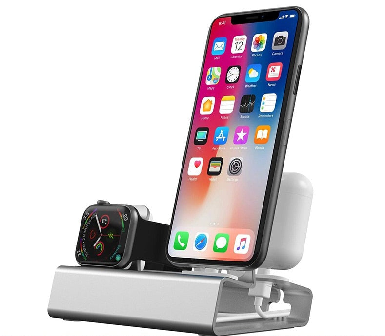 Aluminium 3 in 1 Ladestation für iPhone, Apple Watch, AirPods Pro - Platzsparendes Ladegerät