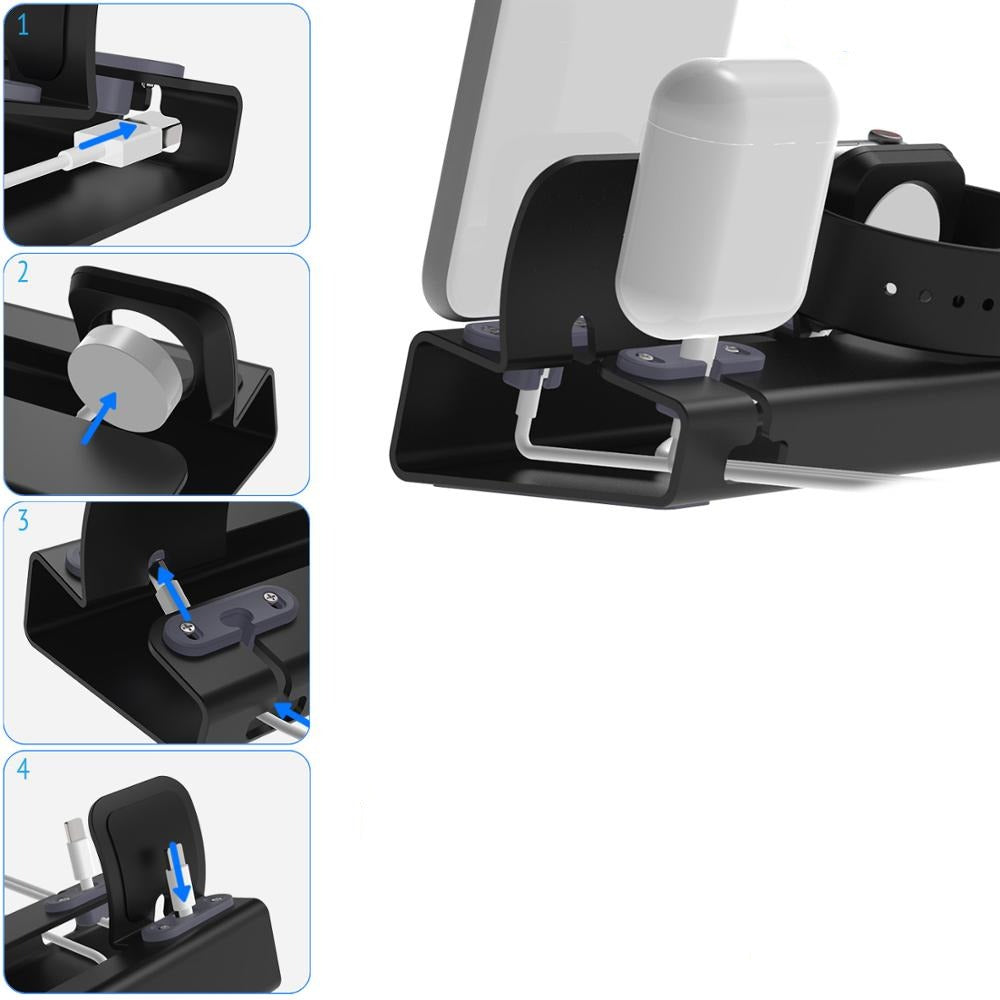 Aluminium 3 in 1 Ladestation für iPhone, Apple Watch, AirPods Pro - Platzsparendes Ladegerät