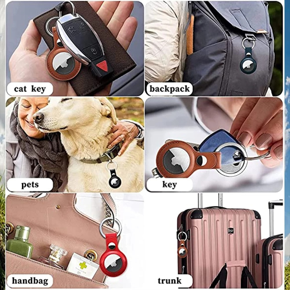 AirTag Luxuriöse Leder Keychain Schutzhülle