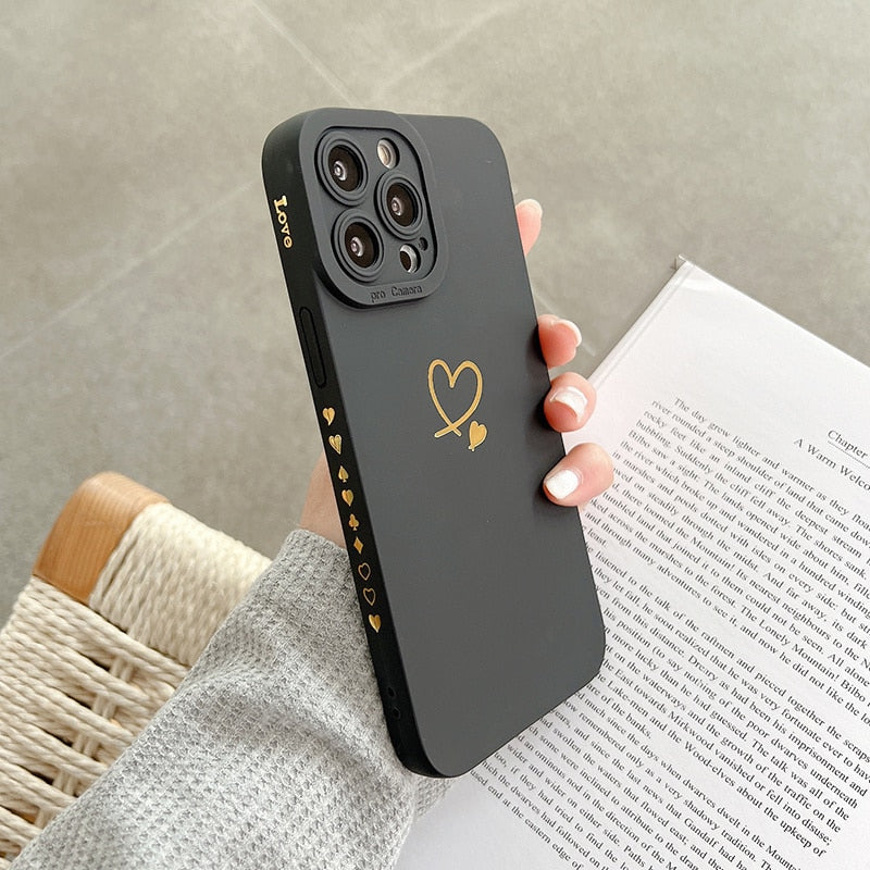iPhone 14 Pro Max Silikon Case mit niedlichem Herz