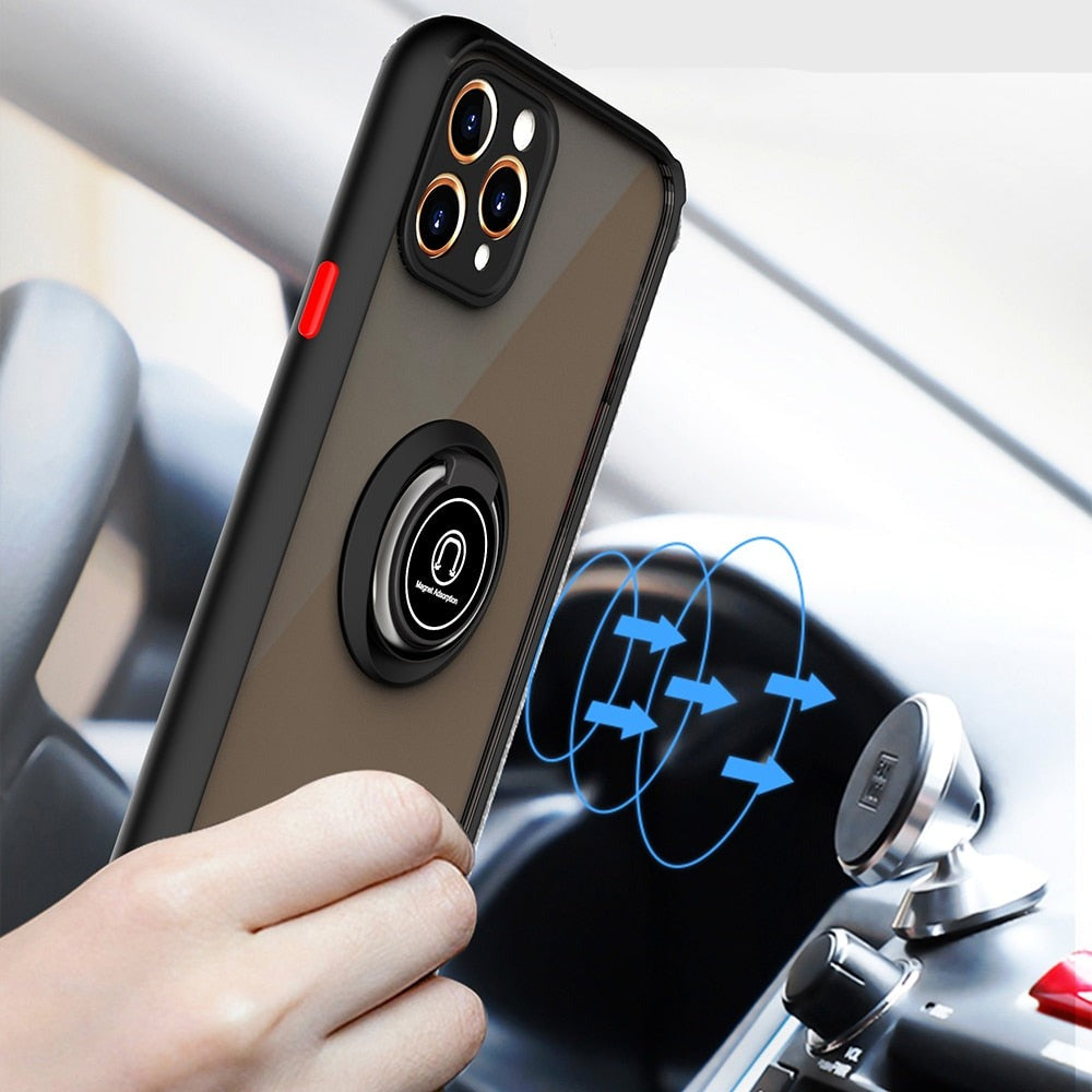 iPhone 14 Pro Max Schutzhülle mit farblichen Akzenten und magnetischen Ringhalter
