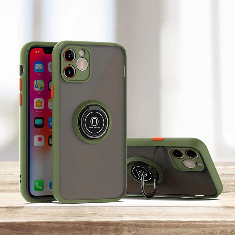 iPhone X/XS Schutzhülle mit farblichen Akzenten und magnetischen Ringhalter