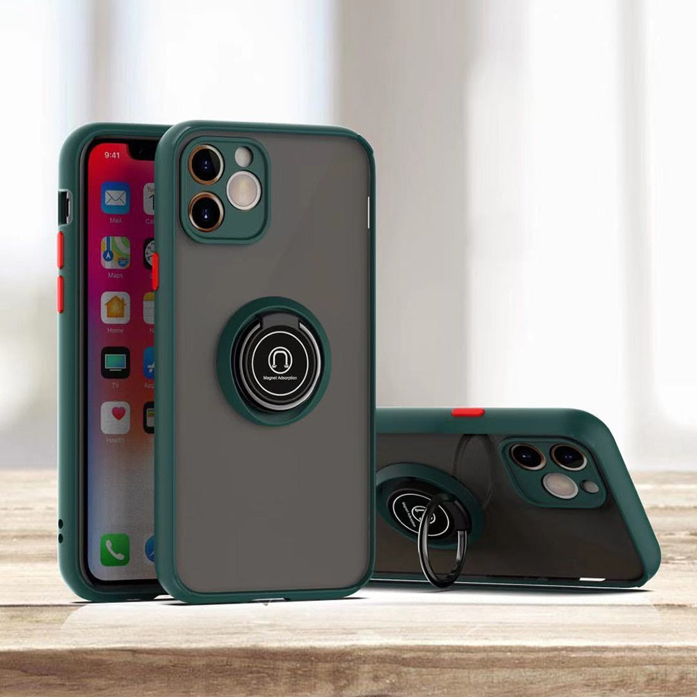 iPhone 14 Pro Max Schutzhülle mit farblichen Akzenten und magnetischen Ringhalter