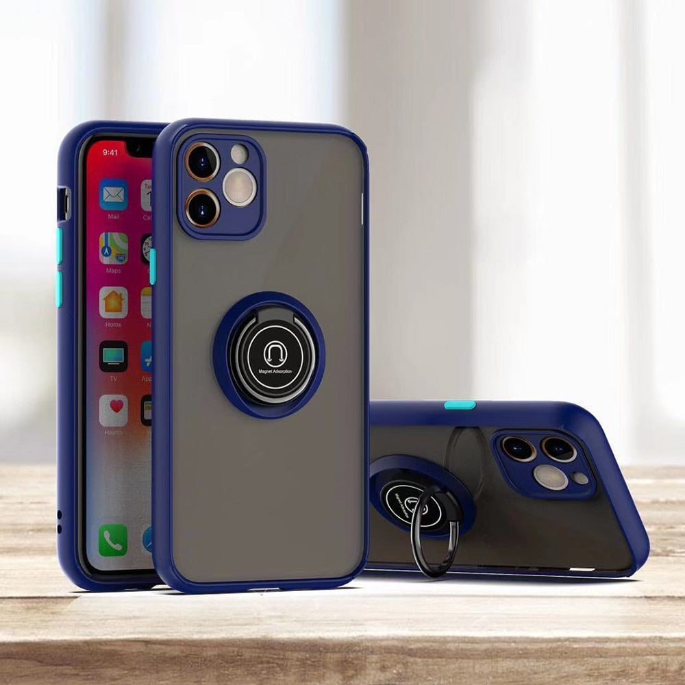 iPhone 14 Pro Max Schutzhülle mit farblichen Akzenten und magnetischen Ringhalter
