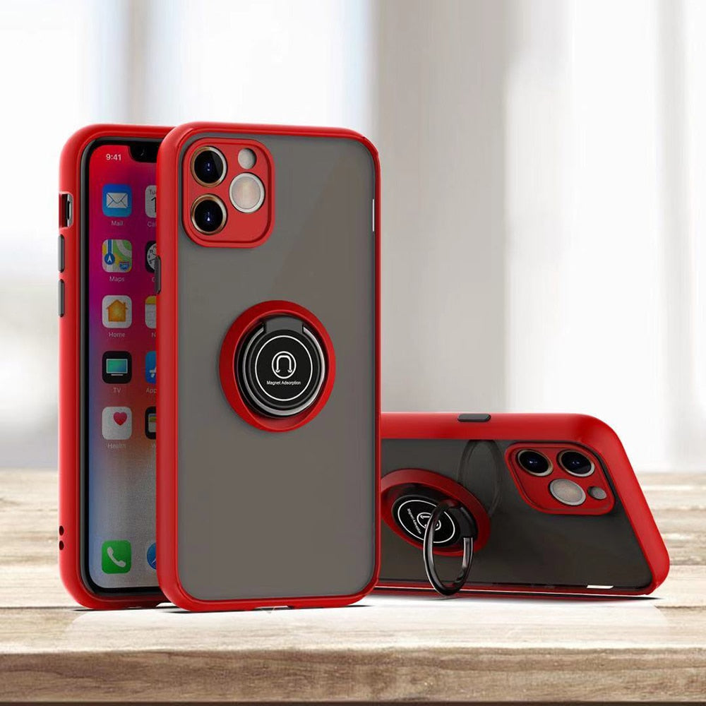iPhone 14 Pro Max Schutzhülle mit farblichen Akzenten und magnetischen Ringhalter