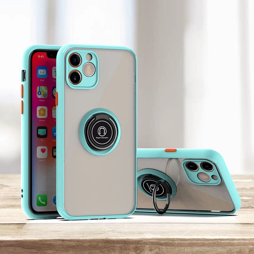 iPhone X/XS Schutzhülle mit farblichen Akzenten und magnetischen Ringhalter