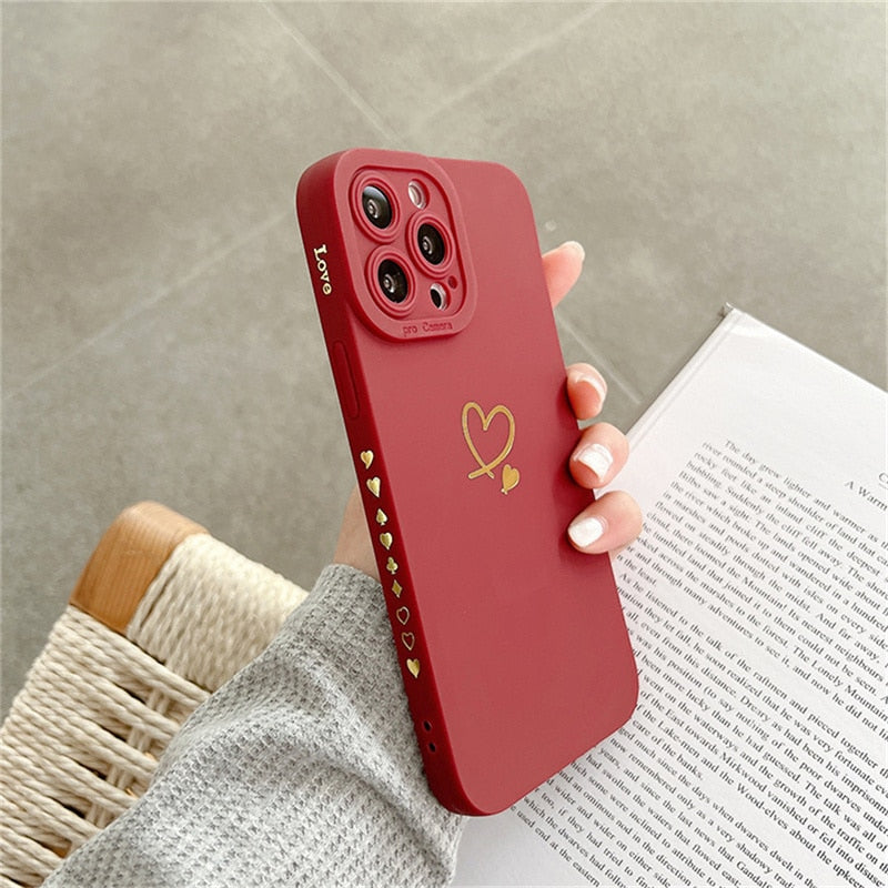 iPhone 14 Pro Max Silikon Case mit niedlichem Herz