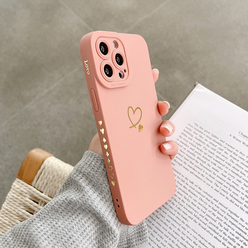 iPhone 14 Pro Max Silikon Case mit niedlichem Herz