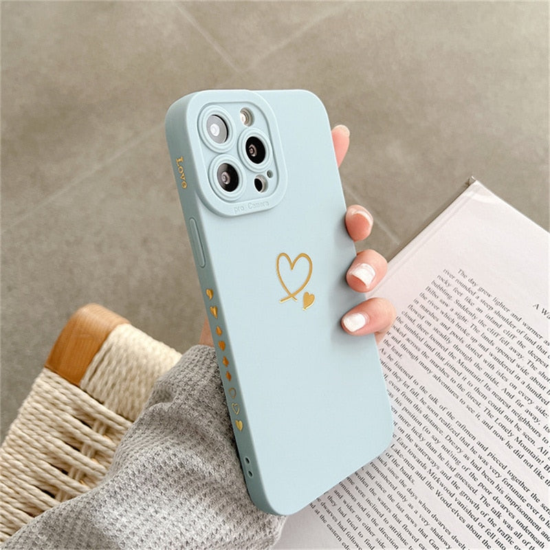 iPhone 14 Pro Max Silikon Case mit niedlichem Herz