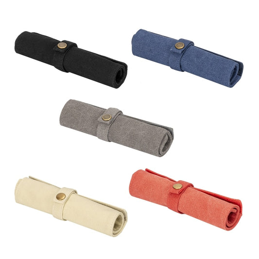 5-Slot-Uhrenrolle aus Nylon-Canvas - Organizer-Tasche für Uhren und Schmuck - mit abnehmbarem Anti-Rutsch-Knopfverschluss