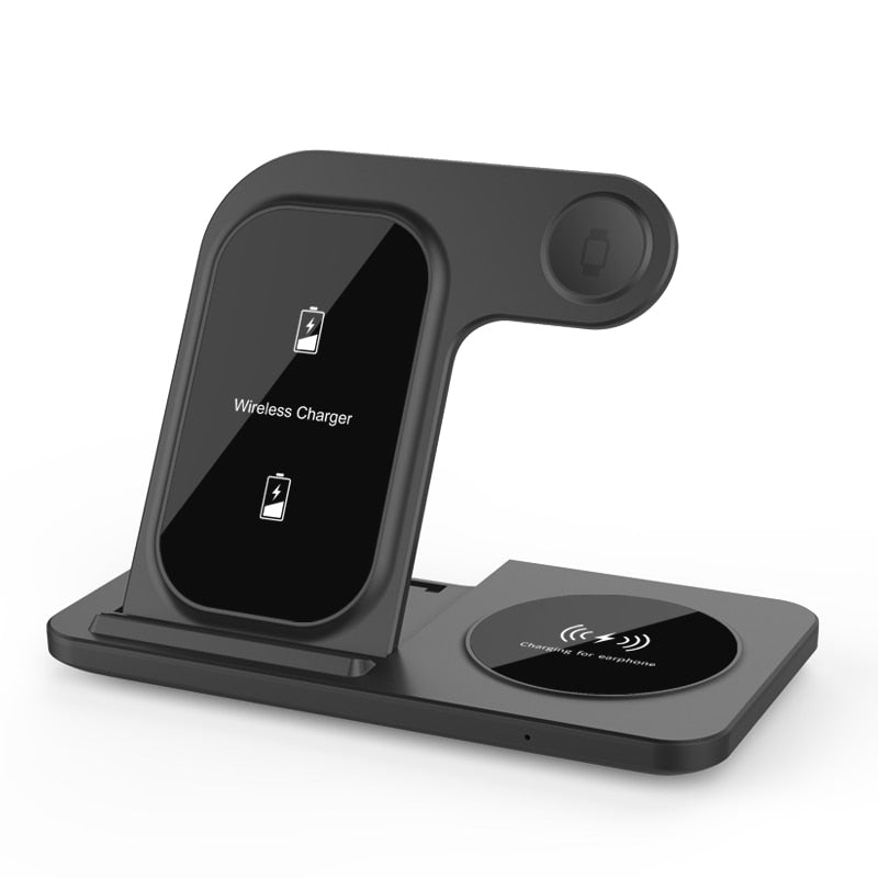 15W Schnelles Kabelloses 3-in-1 Ladegerät Stand Pad für iPhone, AirPods und Apple Watch