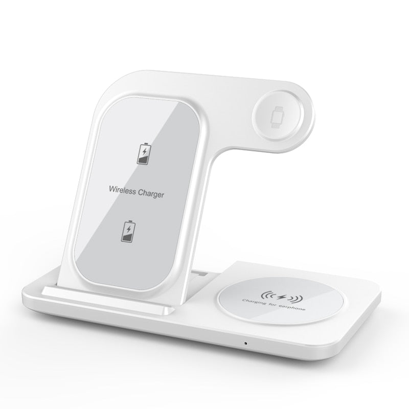 15W Schnelles Kabelloses 3-in-1 Ladegerät Stand Pad für iPhone, AirPods und Apple Watch